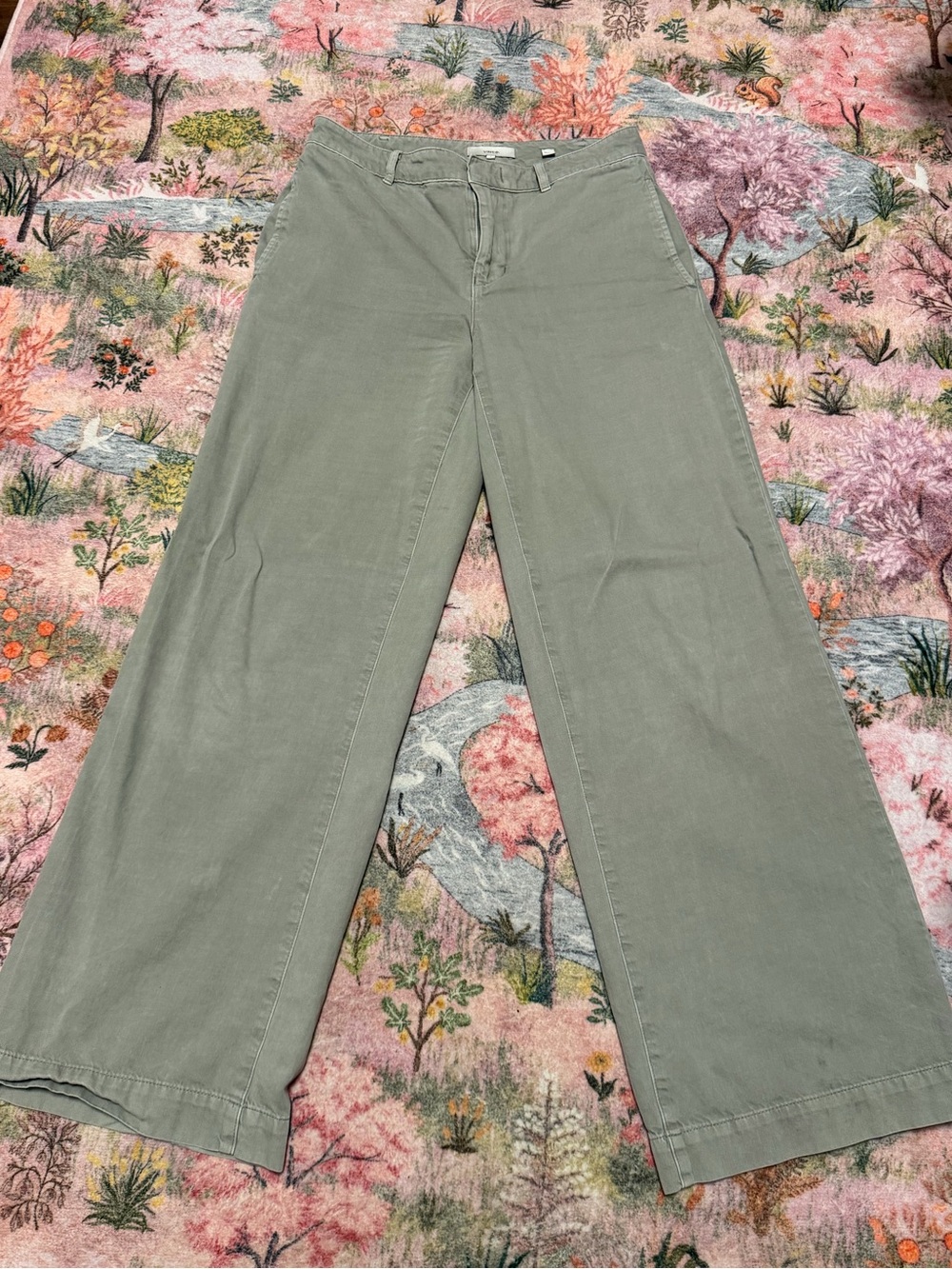 VINCE Wide Leg Women’s Cotton Trouser Pant in Sage Green Size 2